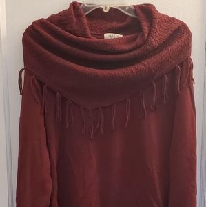 Scarf top. Style & co Coel Neck pullover sweater Burgundy size L  Fridge trim LS